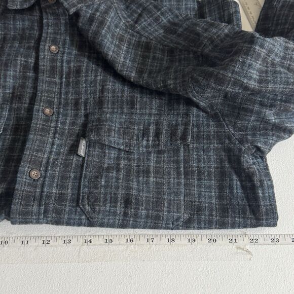 WOOLRICH Mens Blue Plaid 100% Wool Long Sleeve Shirt Size M Heavy - Picture 10 of 11
